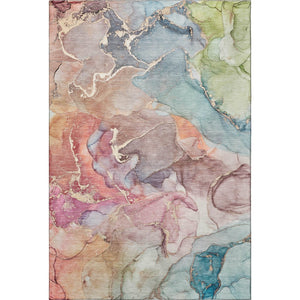 HomeRoots 9' X 12' Vibrant Blue and Green Abstract Washable Area Rug with UV Protection for Modern Spaces 646487