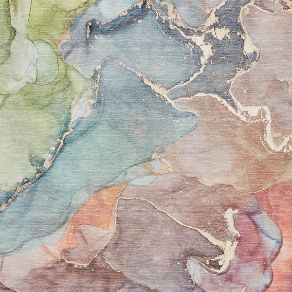 HomeRoots 10' Blue and Green Abstract Washable Area Rug - UV Protection, Stain Resistant, Perfect for High-Traffic Homes 646488