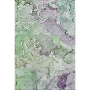 HomeRoots 8' X 10' Green and Gray Abstract Area Rug - Washable, UV-Protected, Stylish for Busy Homes 646492