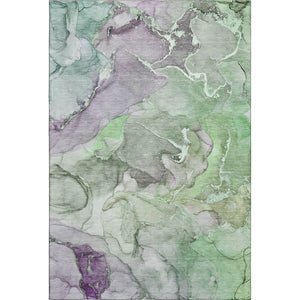 HomeRoots 10' X 14' Green And Gray Abstract Washable Area Rug - Durable, Stylish, UV Protected for Modern Homes 646494