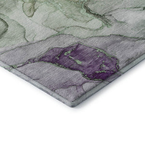 HomeRoots 10' X 14' Green And Gray Abstract Washable Area Rug - Durable, Stylish, UV Protected for Modern Homes 646494