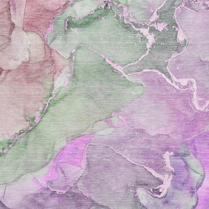 HomeRoots 8' X 10' Purple and Green Abstract Area Rug - Washable, UV Protected, Stain Resistant, Durable Design 646498
