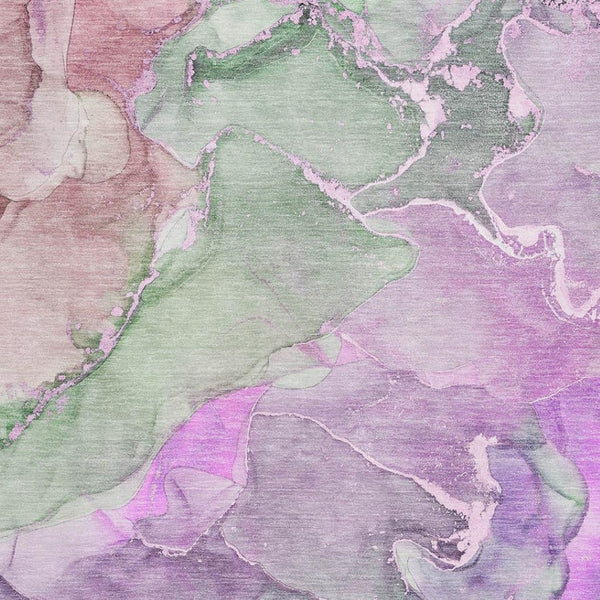 HomeRoots 8' X 10' Purple and Green Abstract Area Rug - Washable, UV Protected, Stain Resistant, Durable Design 646498