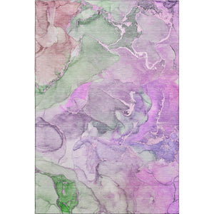 HomeRoots 9' X 12' Purple and Green Abstract Area Rug - Washable, UV Protected, Ideal for High-Traffic Spaces 646499