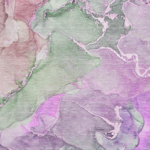 HomeRoots 9' X 12' Purple and Green Abstract Area Rug - Washable, UV Protected, Ideal for High-Traffic Spaces 646499
