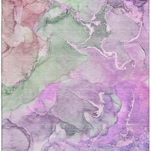 HomeRoots 9' X 12' Purple and Green Abstract Area Rug - Washable, UV Protected, Ideal for High-Traffic Spaces 646499