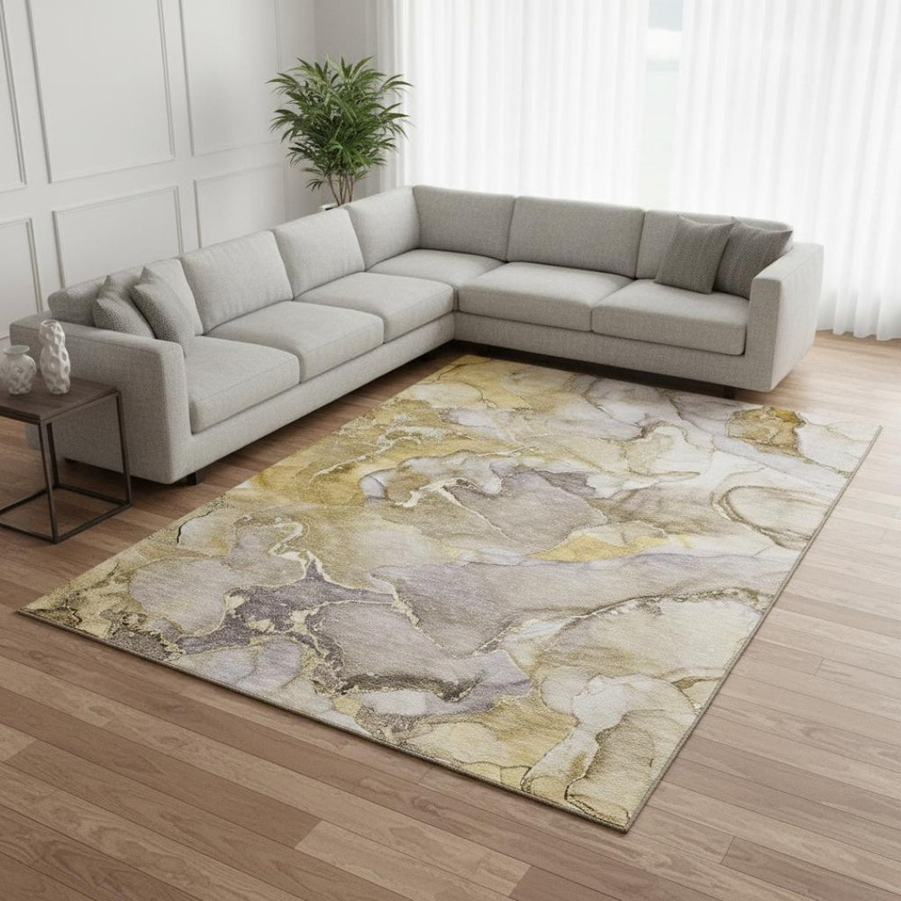 HomeRoots 8' X 10' Contemporary Taupe & Gray Abstract Area Rug – Washable, UV Protected, Stain Resistant Design 646504