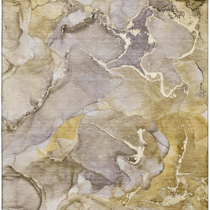 HomeRoots 8' X 10' Contemporary Taupe & Gray Abstract Area Rug – Washable, UV Protected, Stain Resistant Design 646504