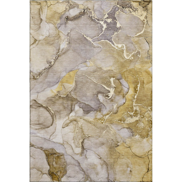 HomeRoots 8' X 10' Contemporary Taupe & Gray Abstract Area Rug – Washable, UV Protected, Stain Resistant Design 646504