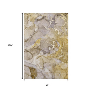 HomeRoots 8' X 10' Contemporary Taupe & Gray Abstract Area Rug – Washable, UV Protected, Stain Resistant Design 646504