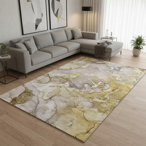HomeRoots 9' X 12' Taupe & Gray Abstract Area Rug – Washable, Stain Resistant, UV Protected for Modern Homes 646505