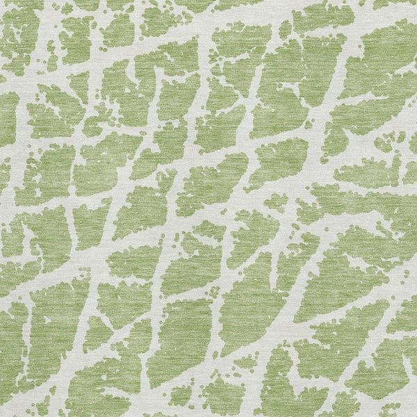 HomeRoots 5' X 8' Contemporary Fern Green & Ivory Abstract Area Rug - Washable, UV-Protected, Durable Design 646508