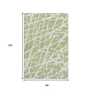 HomeRoots 8' X 10' Fern Green & Ivory Abstract Area Rug - Washable, UV Protected, Durable for High-Traffic Spaces 646510