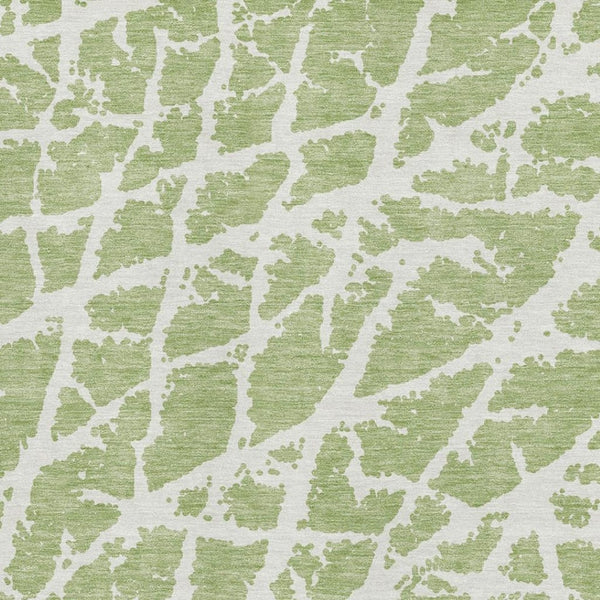 HomeRoots 8' X 10' Fern Green & Ivory Abstract Area Rug - Washable, UV Protected, Durable for High-Traffic Spaces 646510