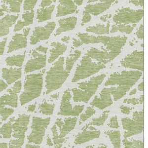 HomeRoots 9' X 12' Abstract Fern Green & Ivory Washable Area Rug with UV Protection for Stylish Living Spaces 646511