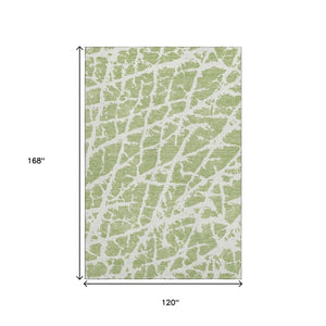 HomeRoots 10' Fern Green & Ivory Abstract Area Rug – Washable, UV-Protected, Perfect for High-Traffic Spaces! 646512