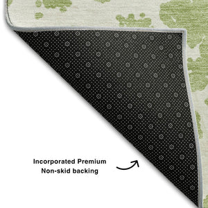 HomeRoots 10' Fern Green & Ivory Abstract Area Rug – Washable, UV-Protected, Perfect for High-Traffic Spaces! 646512