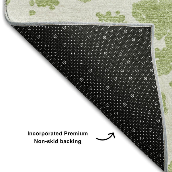 HomeRoots 10' Fern Green & Ivory Abstract Area Rug – Washable, UV-Protected, Perfect for High-Traffic Spaces! 646512