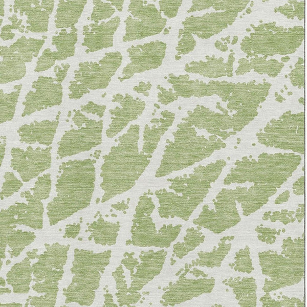 HomeRoots 10' Fern Green & Ivory Abstract Area Rug – Washable, UV-Protected, Perfect for High-Traffic Spaces! 646512