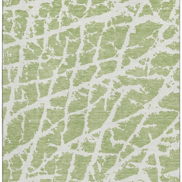 HomeRoots 10' Fern Green & Ivory Abstract Area Rug – Washable, UV-Protected, Perfect for High-Traffic Spaces! 646512