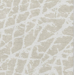 HomeRoots 5' X 8' Beige and Ivory Abstract Area Rug - Washable, UV Protected, Ideal for Homes with Kids & Pets 646514