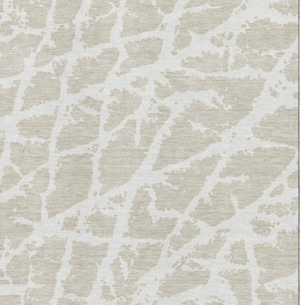 HomeRoots 5' X 8' Beige and Ivory Abstract Area Rug - Washable, UV Protected, Ideal for Homes with Kids & Pets 646514