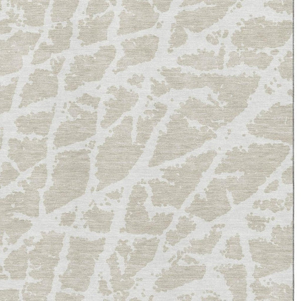 HomeRoots 5' X 8' Beige and Ivory Abstract Area Rug - Washable, UV Protected, Ideal for Homes with Kids & Pets 646514