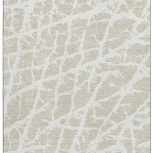 HomeRoots 8' X 10' Beige and Ivory Abstract Area Rug - Washable, UV Protected, Stylish for High-Traffic Spaces 646516
