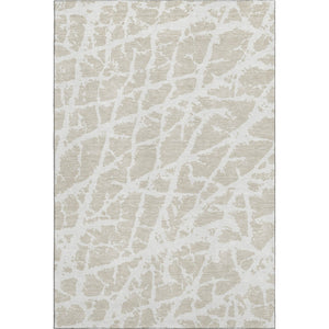 HomeRoots 8' X 10' Beige and Ivory Abstract Area Rug - Washable, UV Protected, Stylish for High-Traffic Spaces 646516