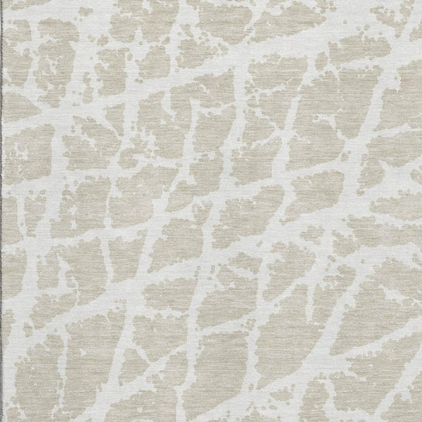 HomeRoots 9' X 12' Stylish Beige & Ivory Abstract Area Rug - Washable, UV Protected, Ideal for Homes with Kids & Pets 646517