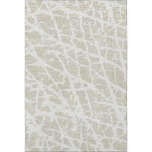 HomeRoots 9' X 12' Stylish Beige & Ivory Abstract Area Rug - Washable, UV Protected, Ideal for Homes with Kids & Pets 646517