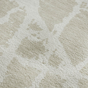 HomeRoots 9' X 12' Stylish Beige & Ivory Abstract Area Rug - Washable, UV Protected, Ideal for Homes with Kids & Pets 646517