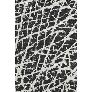 HomeRoots 5' X 8' Black And Ivory Abstract Area Rug - Washable, UV Protected, Stylish & Durable for Families 646520