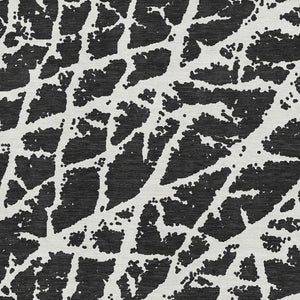 HomeRoots 5' X 8' Black And Ivory Abstract Area Rug - Washable, UV Protected, Stylish & Durable for Families 646520