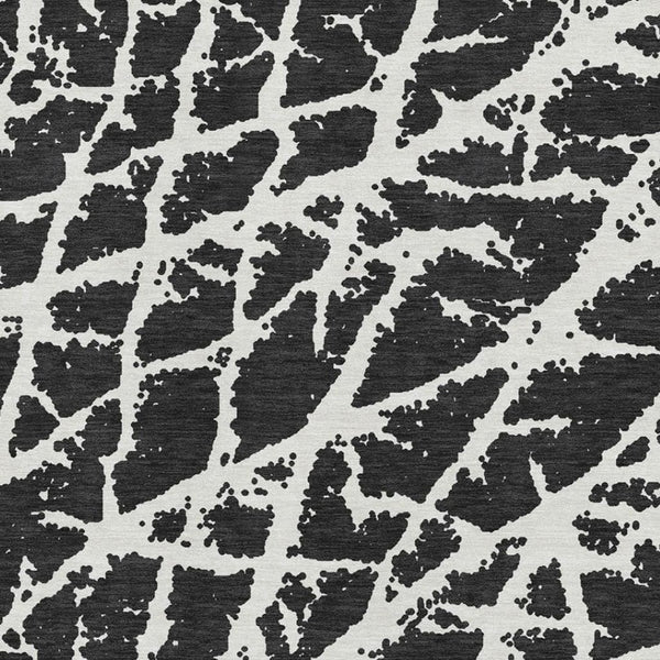 HomeRoots 5' X 8' Black And Ivory Abstract Area Rug - Washable, UV Protected, Stylish & Durable for Families 646520