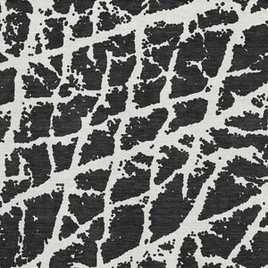 HomeRoots 9' X 12' Black And Ivory Abstract Washable Area Rug – Stylish, Durable, Stain-Resistant with UV Protection 646523
