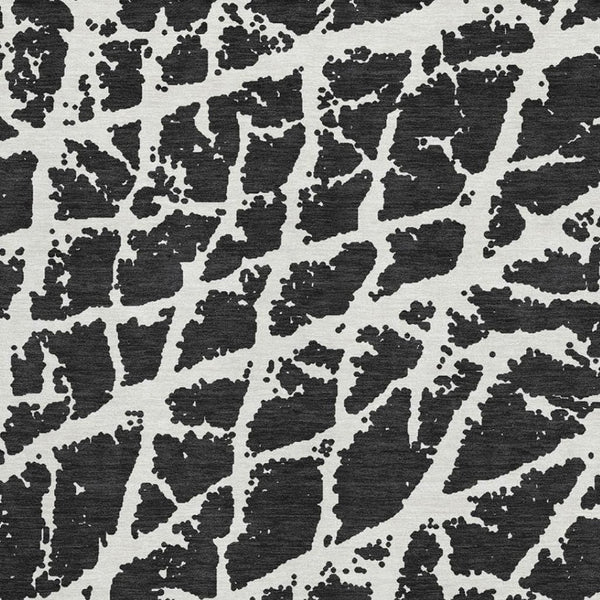 HomeRoots 9' X 12' Black And Ivory Abstract Washable Area Rug – Stylish, Durable, Stain-Resistant with UV Protection 646523