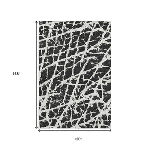 HomeRoots 10' X 14' Black And Ivory Abstract Area Rug – Washable, UV-Protected, Durable & Stylish for Homes 646524