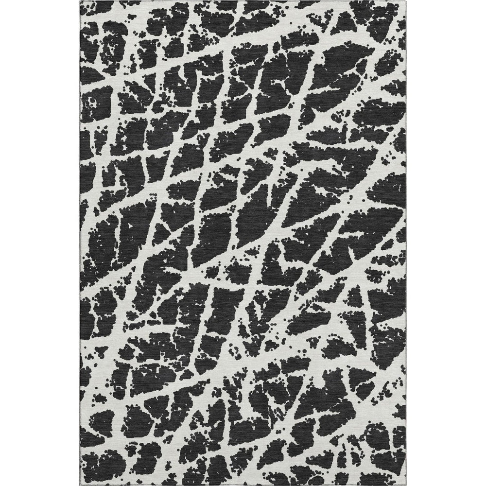 HomeRoots 10' X 14' Black And Ivory Abstract Area Rug – Washable, UV-Protected, Durable & Stylish for Homes 646524