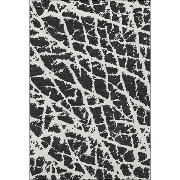 HomeRoots 10' X 14' Black And Ivory Abstract Area Rug – Washable, UV-Protected, Durable & Stylish for Homes 646524