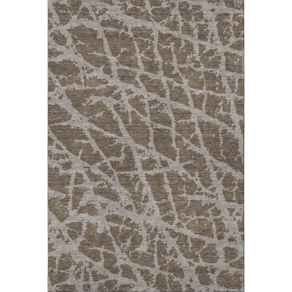 HomeRoots 8' X 10' Stylish Brown and Ivory Abstract Area Rug - Washable, UV Protected, Stain Resistant, Durable 646528