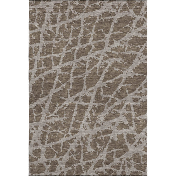 HomeRoots 9' X 12' Brown And Ivory Abstract Washable Area Rug - UV Protected, Stain Resistant, Durable Design 646529