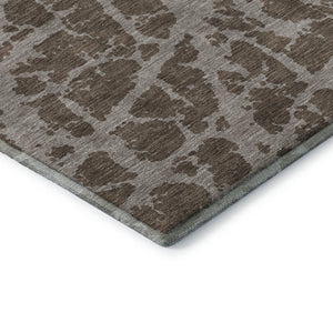 HomeRoots 9' X 12' Brown And Ivory Abstract Washable Area Rug - UV Protected, Stain Resistant, Durable Design 646529