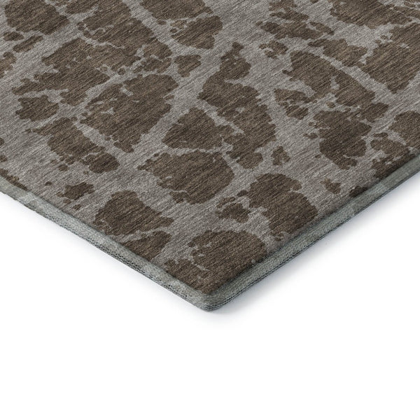 HomeRoots 9' X 12' Brown And Ivory Abstract Washable Area Rug - UV Protected, Stain Resistant, Durable Design 646529