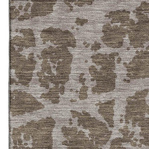 HomeRoots 9' X 12' Brown And Ivory Abstract Washable Area Rug - UV Protected, Stain Resistant, Durable Design 646529