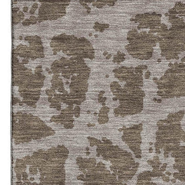 HomeRoots 9' X 12' Brown And Ivory Abstract Washable Area Rug - UV Protected, Stain Resistant, Durable Design 646529