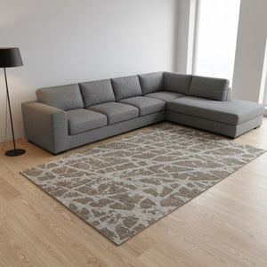 HomeRoots 10' X 14' Brown And Ivory Abstract Washable Area Rug - Stain-Resistant, UV Protected & Stylish 646530