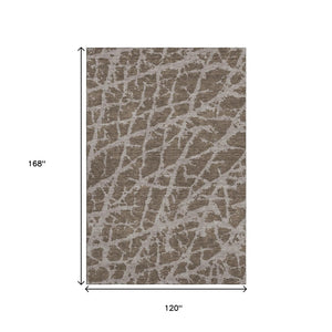 HomeRoots 10' X 14' Brown And Ivory Abstract Washable Area Rug - Stain-Resistant, UV Protected & Stylish 646530