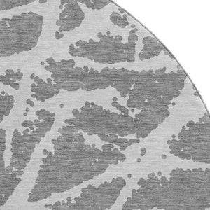 HomeRoots 8' Charcoal and Ivory Abstract Round Rug – Washable, Stain Resistant, UV Protected for Active Homes 646533