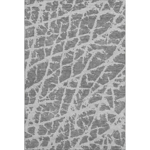 HomeRoots 8' X 10' Charcoal and Ivory Abstract Area Rug - Washable, UV Protected, Stylish for High-Traffic Homes 646534